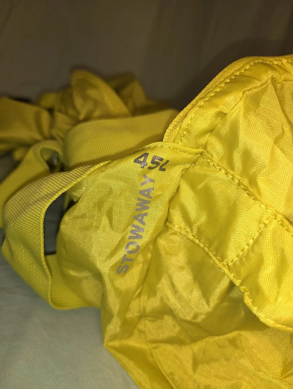 Eddie Bauer Stowaway Packable 45L Duffel Bag Citrus Yellow Travel Gym NWT
